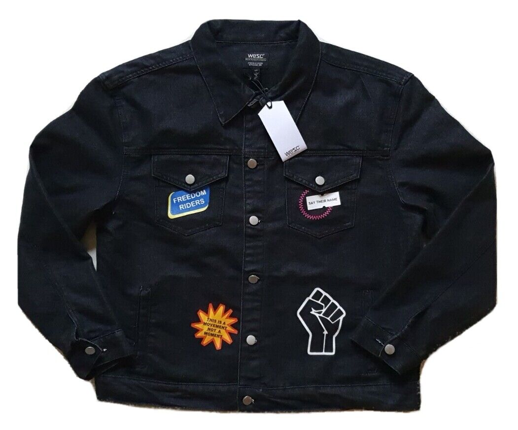 WESC Denim Trucker Jacket Black Mens L Womens XL RRP £130 Social Justice
