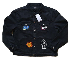 WESC Denim Trucker Jacket Black Mens L Womens XL RRP £130 Social Justice