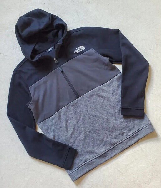 NORTH FACE Hoodie Pullover Boys XL 1/2 Zip Pouch Pocket Black and Grey RRP £55
