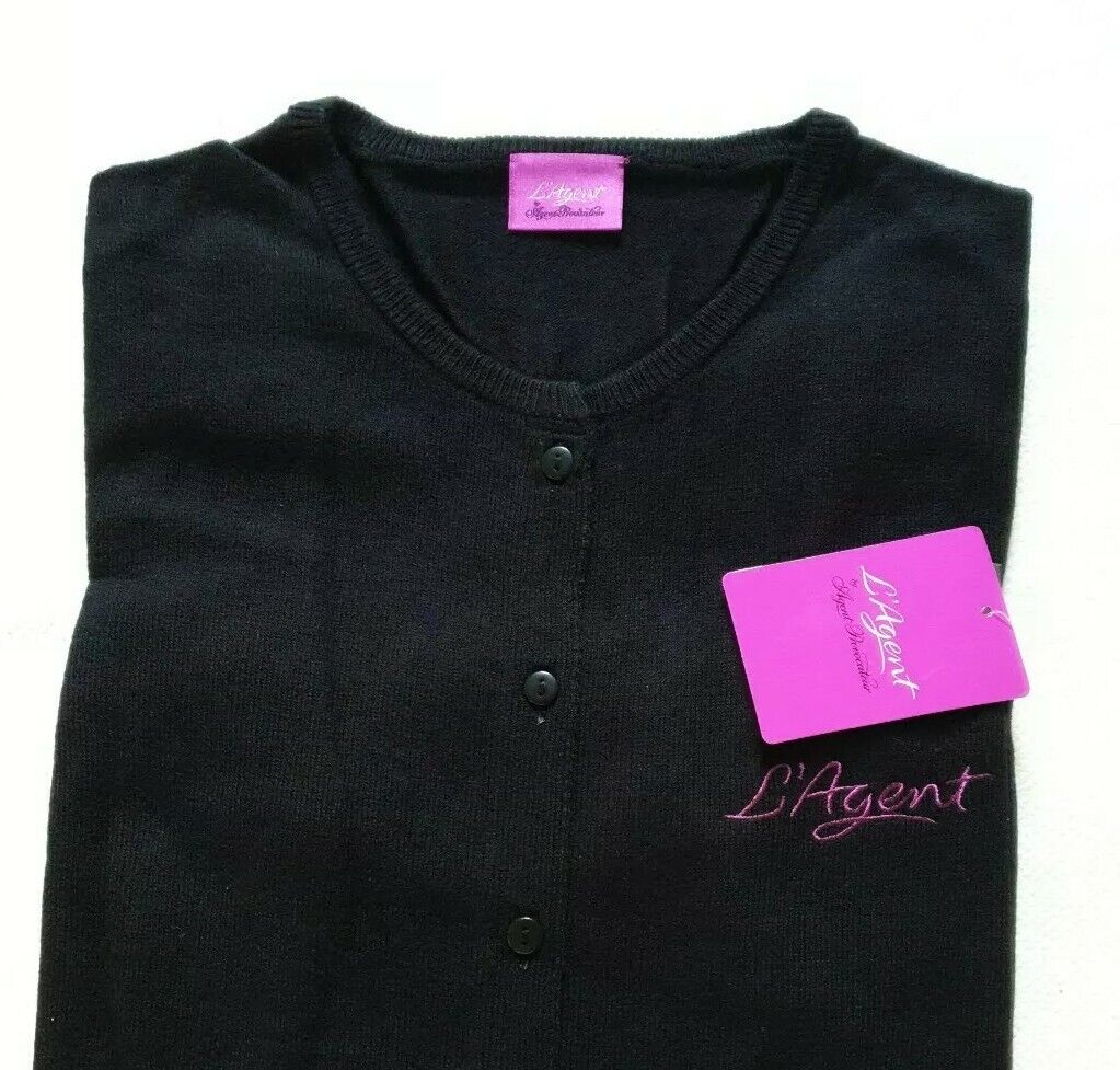 AGENT PROVOCATEUR Cardigan Top Womens S L'Agent Black Merino Wool New With Tags