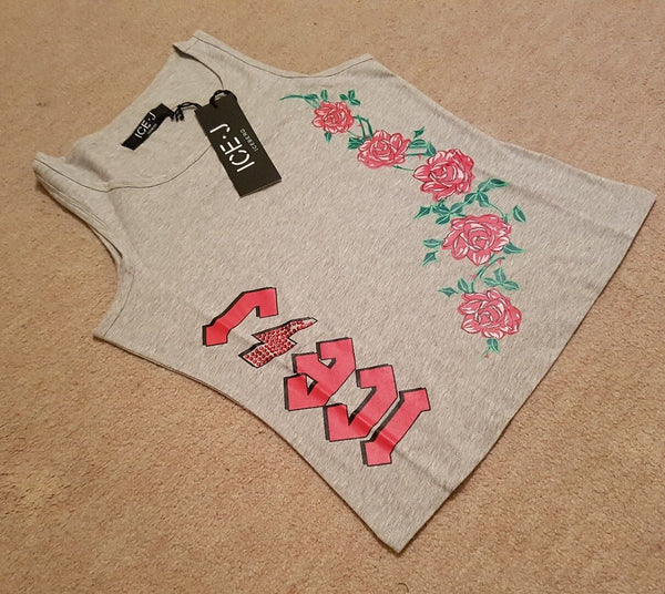 ICEBERG ICE-J ROSE Vest Top Womens UK 10 Grey Cotton Blend Made In Italy