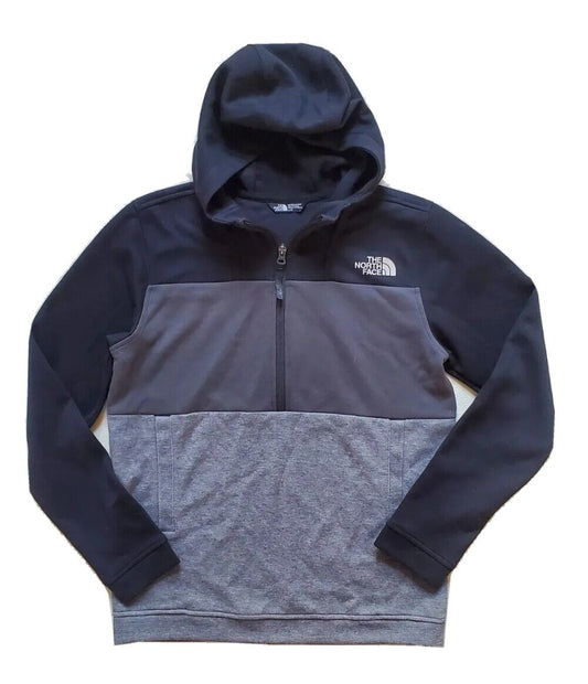 NORTH FACE Hoodie Pullover Boys XL 1/2 Zip Pouch Pocket Black and Grey RRP £55