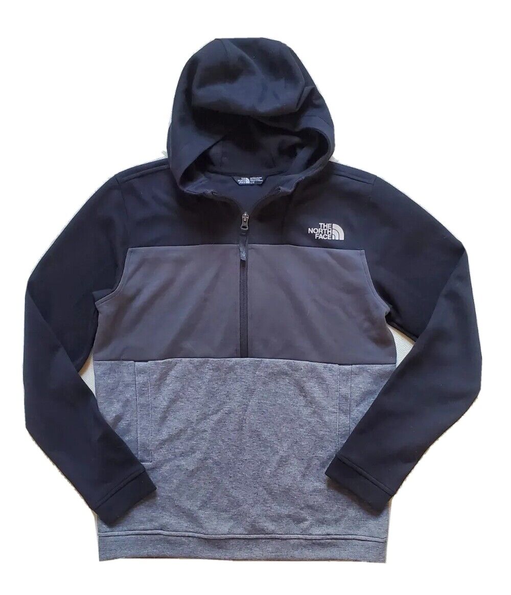 NORTH FACE Hoodie Pullover Boys XL 1/2 Zip Pouch Pocket Black and Grey RRP £55