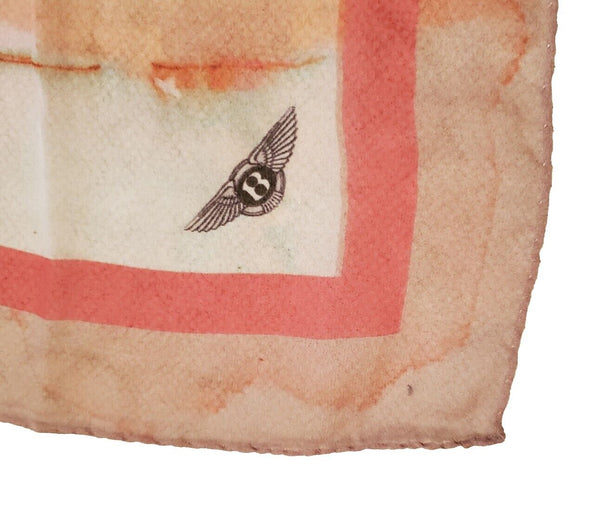 BENTLEY SILK SCARF Womens Pink Orange Watercolours Handmade in Italy Rrp £125
