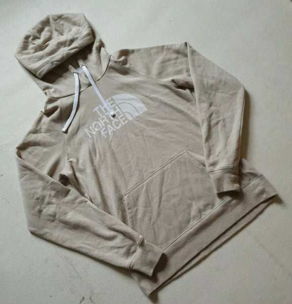 NORTH FACE Hoodie Sweatshirt Womens M Beige Cotton Blend Big Logo was £135