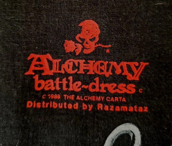 Vintage Alchemy Battle Dress Denim Waistcoat Vest Skull 1989 Razmataz England