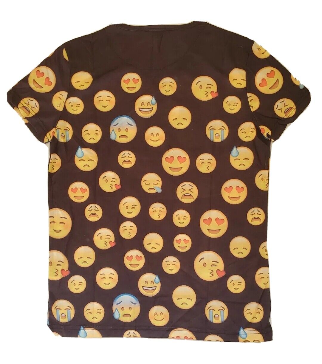 EMOJI T SHIRT Mens Womens Black Yellow Emoticons Size S Slim Fit Cotton Blend