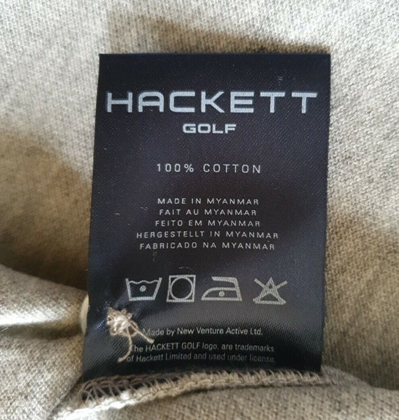 HACKETT Polo Shirt Mens M Grey White Trim Golf New With Tags
