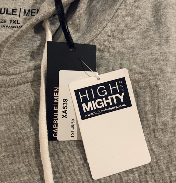 High and Mighty Hoodie Sweatshirt Grey Mens Size XL 50 Inch Chest