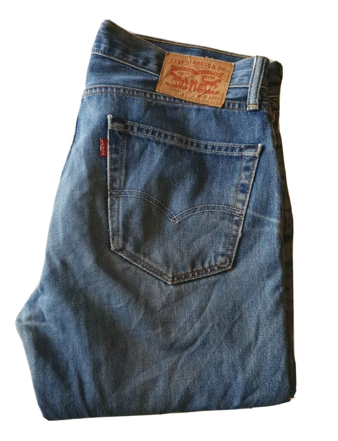 LEVIS 751 JEANS Mens W 34 L 34 Classic Fit Blue Denim Red Tab No 85