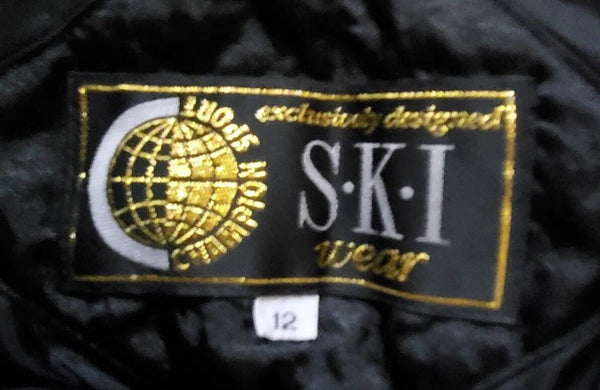 CHAMPION Sport Salopettes Ski Trousers Pants Womens UK 12 Black Gold Vintage 80s