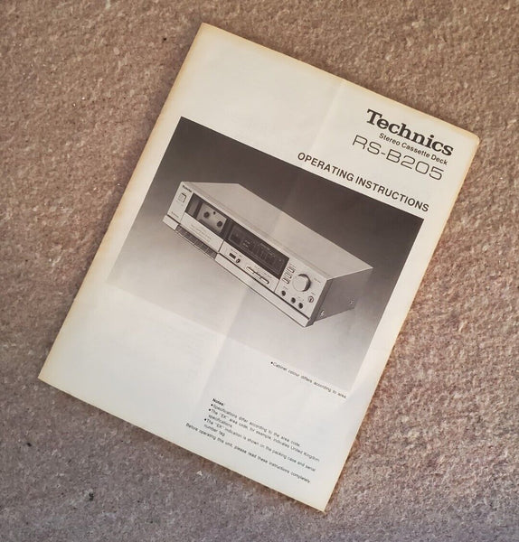 Technics RS-B205 Instruction Manual Stereo Cassette Recorder Player - English