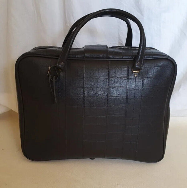 VINTAGE BAG Overnight Holdall Gym Crock Effect Black Original 70's
