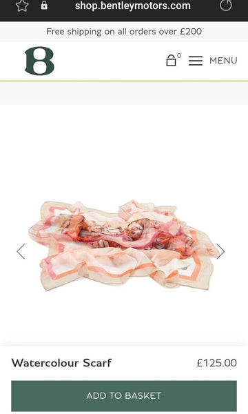 BENTLEY SILK SCARF Womens Pink Orange Watercolours Handmade in Italy Rrp £125