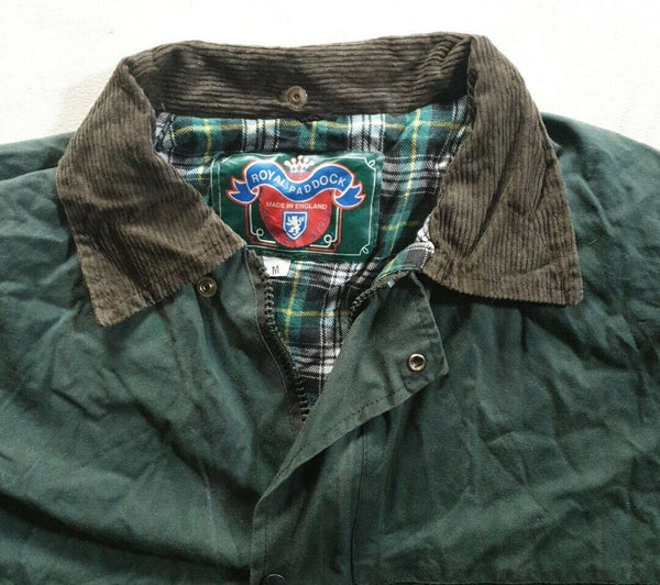 ROYAL PADDOCK Wax Jacket Coat Mens M Green Waxed Cotton Vintage Made In UK (72)