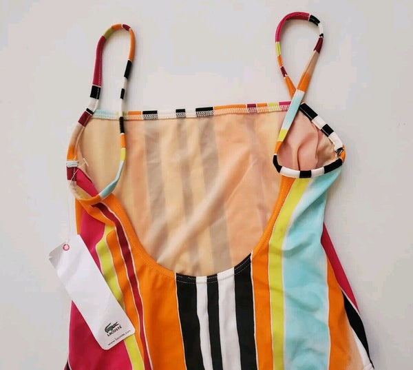 LACOSTE Swimsuit Swimming Costume 1 Piece Size M Striped New With Tags