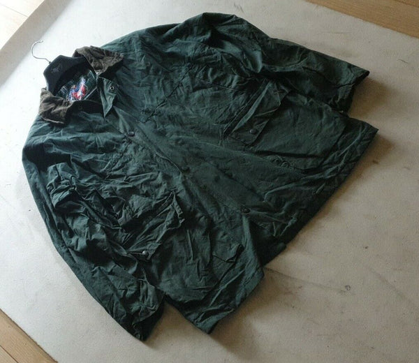 ROYAL PADDOCK Wax Jacket Coat Mens M Green Waxed Cotton Vintage Made In UK (72)