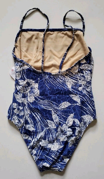 LACOSTE Swimsuit Swimming Costume 1 Piece Size S Blue Floral New With Pouch