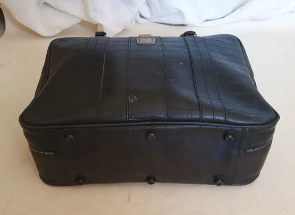 VINTAGE BAG Overnight Holdall Gym Crock Effect Black Original 70's