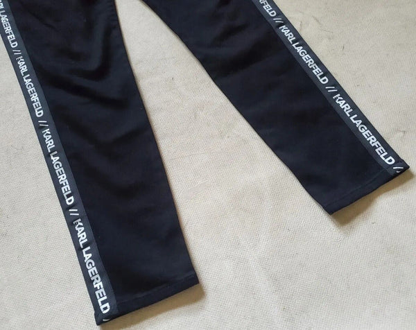 Womens KARL LAGERFELD JEANS W 27 L 30 Black Stretch White Stripe Logo Were €205