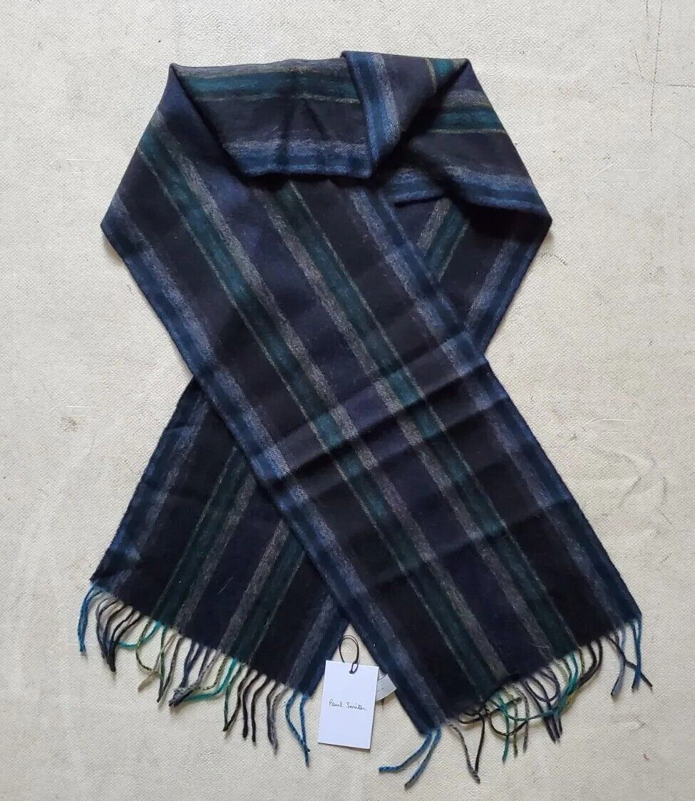 PAUL SMITH SCARF Mens Signature Stripes Lambswool Made In Uk Rrp £140