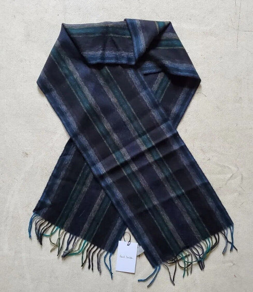 PAUL SMITH SCARF Mens Signature Stripes Lambswool Made In Uk Rrp £140