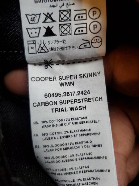 Womens G-STAR RAW Jeans Cooper Skinny 27 x 32 Black Stretch No 17