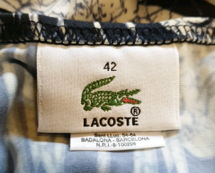 LACOSTE Bikini Swimsuit 2 Piece Halter Neck Size 10 Blue Floral New With Pouch