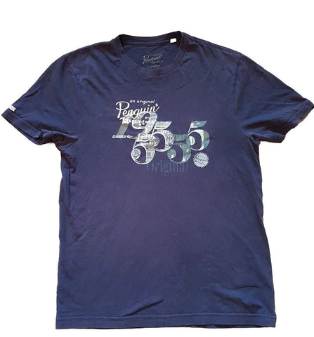 PENGUIN T Shirt Mens S 1955 Origin Logo Navy Blue