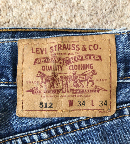 LEVIS 512 JEANS Mens W 34 L 34 Classic Fit Blue Denim No. 1225