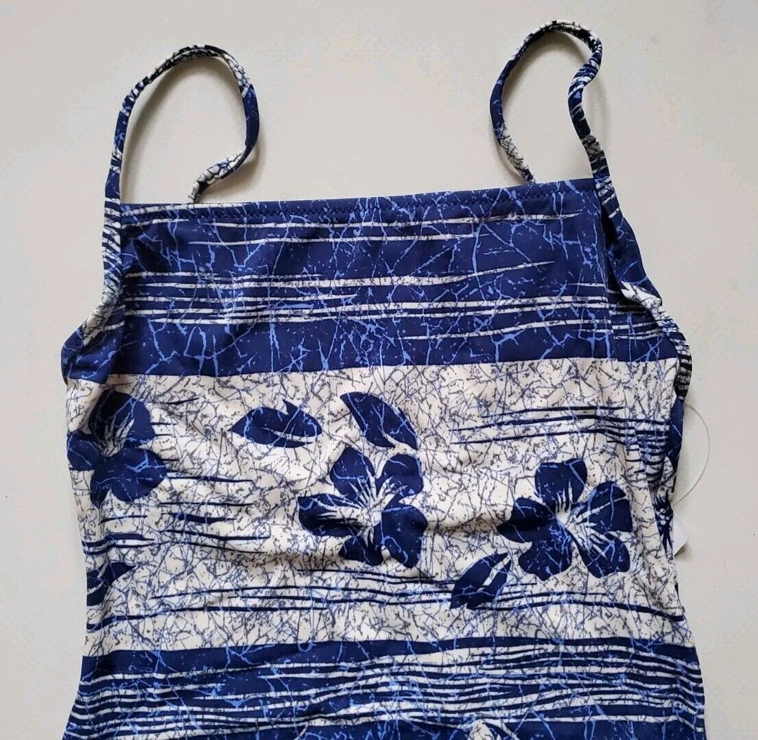 LACOSTE Swimsuit Swimming Costume 1 Piece Size S Blue Floral New With Pouch