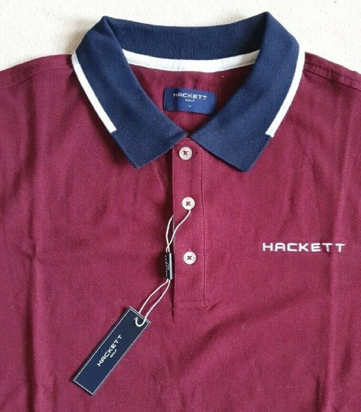 HACKETT POLO SHIRT Mens Golf Medium M Burgundy Navy White New With Tags