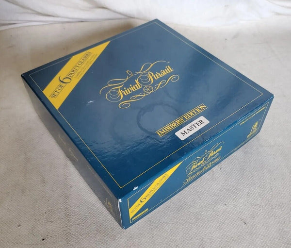 TRIVIAL PURSUIT GLASSES Tumblers Set Of 6 With Stirrers New Unused Vintage 80's