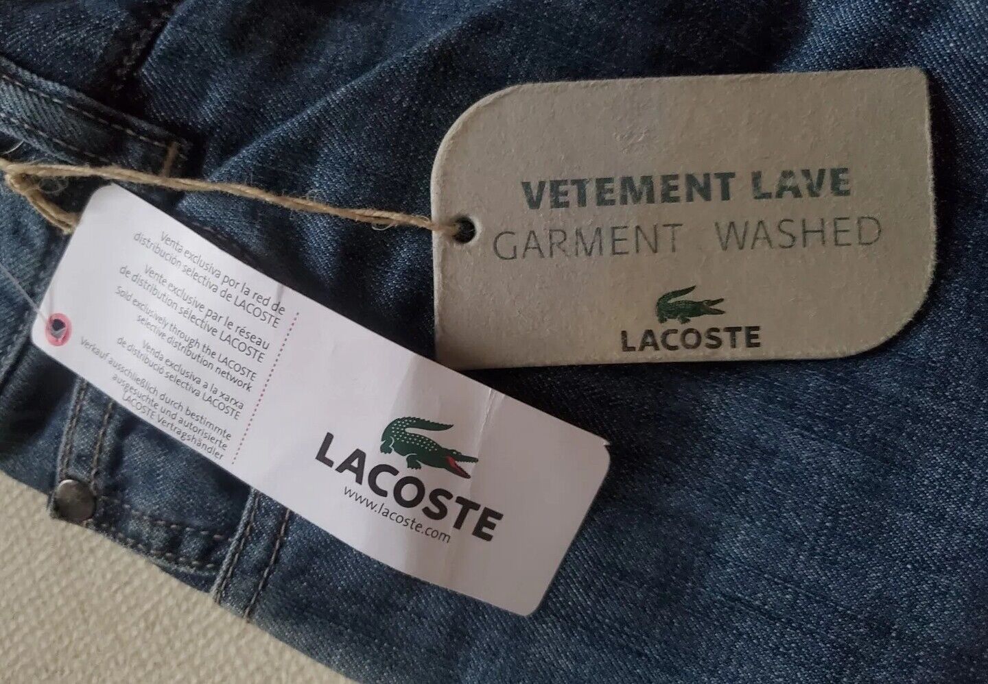 LACOSTE Boys Jeans W 22 L 23 Size 8 Blue Denim New With Tag Rrp €85
