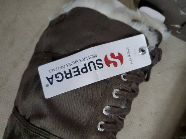 SUPERGA BOOTS Knee High Green Canvas Fur Lined Womens Uk 5.5 Eu 39 Rrp £160