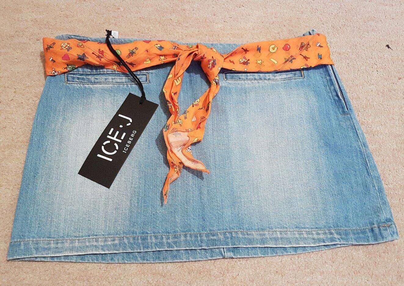 ICEBERG ICE J Skirt Womens UK 10 Blue Cotton Denim Gilmar Made In Italy