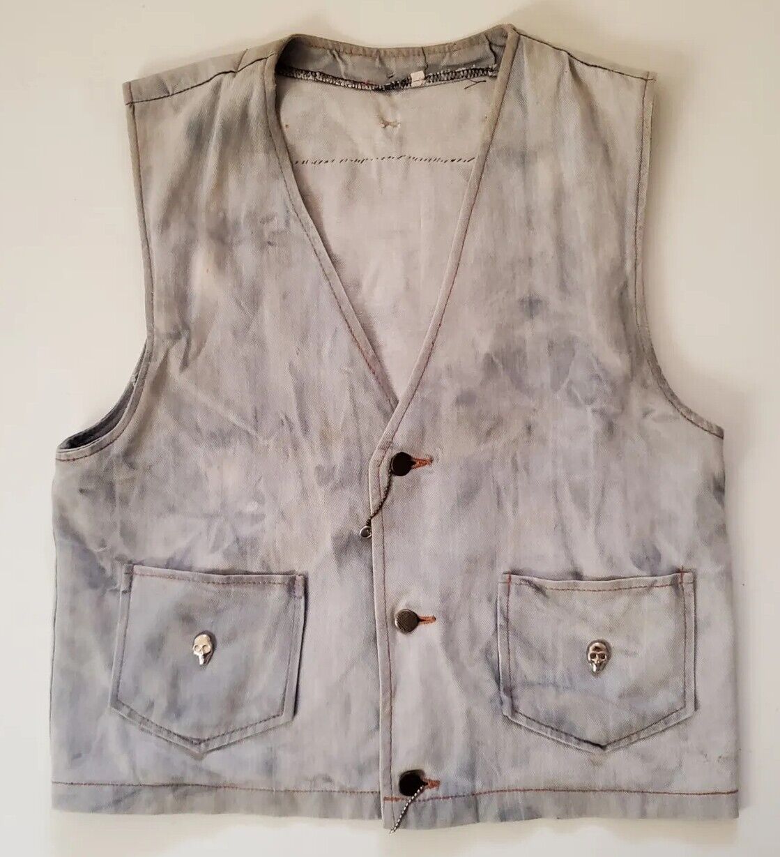 Vintage Alchemy Battle Dress Denim Waistcoat Vest Skull 1989 Razmataz England