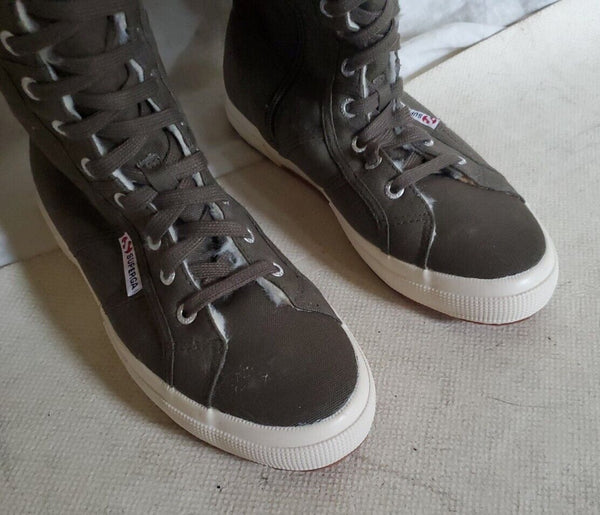 SUPERGA BOOTS Knee High Green Canvas Fur Lined Womens Uk 5.5 Eu 39 Rrp £160