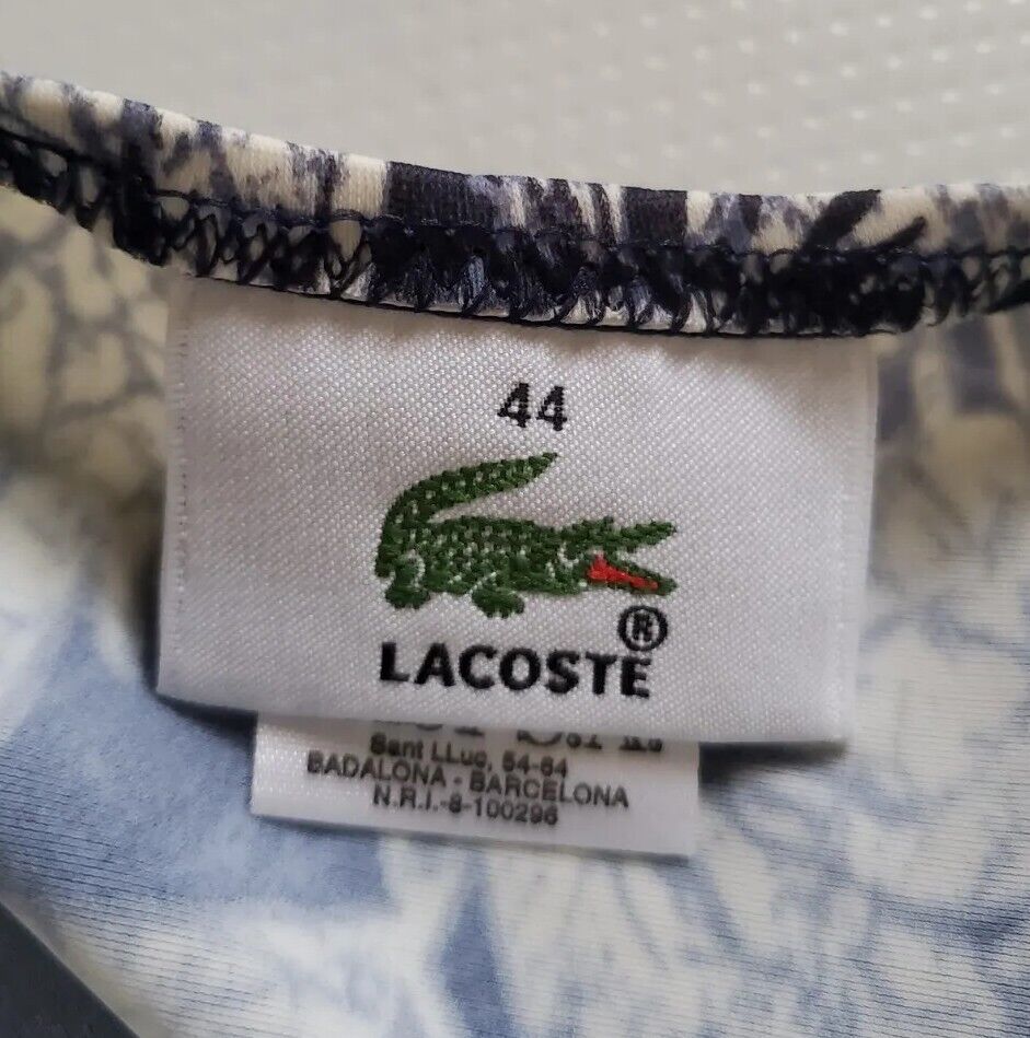 LACOSTE Bikini Swimsuit 2 Piece Halter Neck Size M Blue Floral New With Pouch