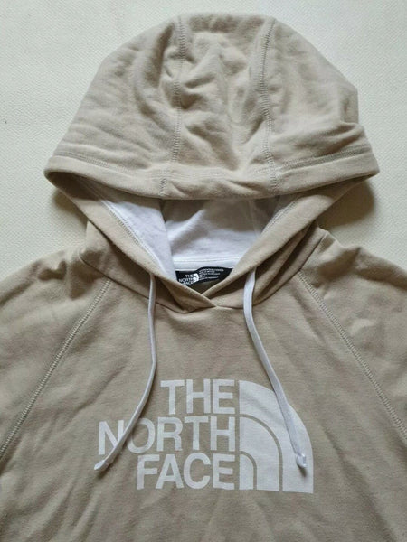 NORTH FACE Hoodie Sweatshirt Womens M Beige Cotton Blend Big Logo was £135