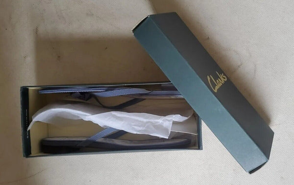 CLARKS Tralee Sandals Thong Flip Flops Womens UK 6 EU 39.5 Blue New In Box