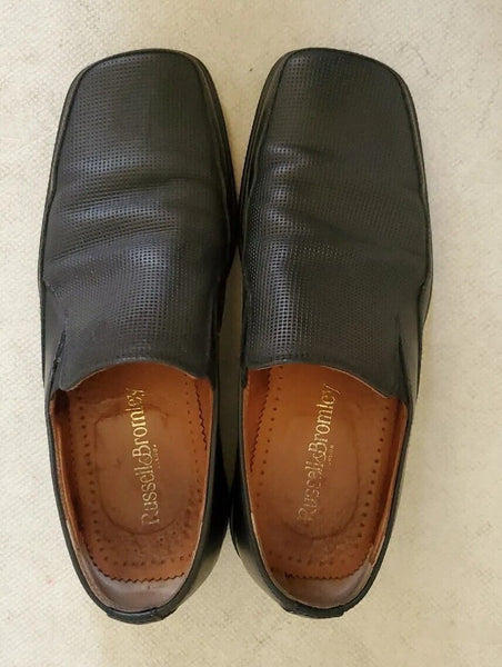 RUSSELL BROMLEY LOAFER SHOES Men UK 6 EU 40 Textured Black Leather Made In Italy