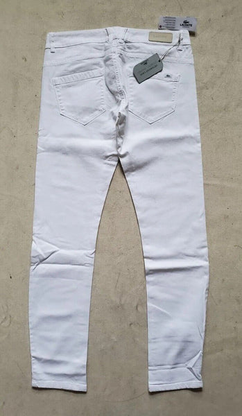 WOMENS LACOSTE JEANS White Stretch Cotton EU 42 UK 12 W 32 L 33  New Rrp €130