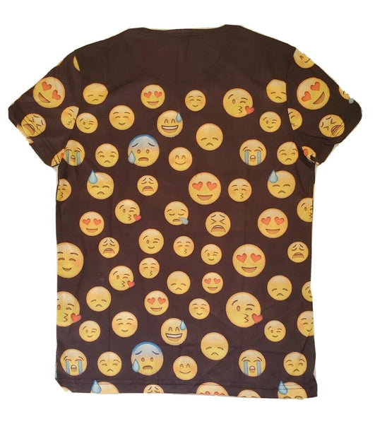 EMOJI T SHIRT Mens Womens Black Yellow Emoticons Size XXL Slim Fit Cotton Blend