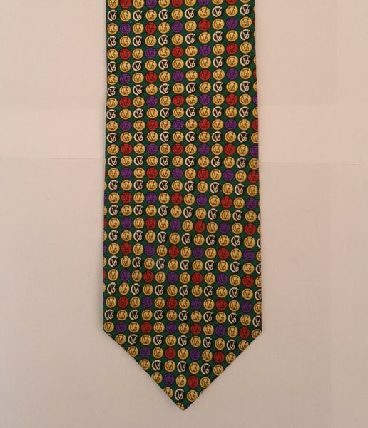 Vintage VERSACE TIE Red Green Blue Gold  Italy 90's
