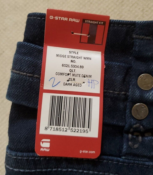 Womens G-STAR RAW Jeans Midge Straight 27 x 32 Slim Denim No 6