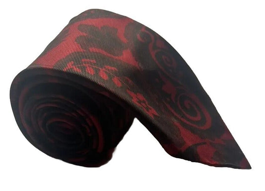 VINTAGE TIE Abstract Red Black Made in England Original 1970's