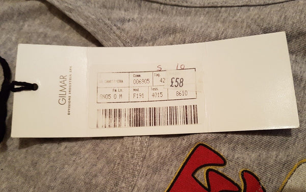 ICEBERG ICE-J DUEL Vest Top Womens 10 Grey Cotton Blend Stretch Made In Italy