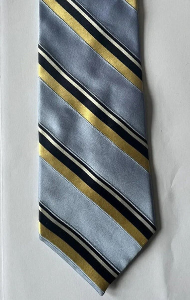 Vintage TOMMY HILFIGER TIE Silk Blue Gold Stripes Made in Usa Genuine 90's