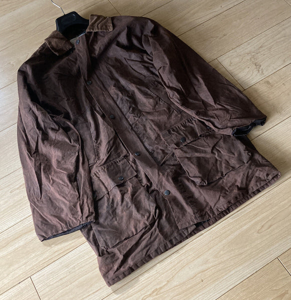 XZET Wax Jacket Coat Mens L Brown Waxed Cotton Vintage Made In UK (41)